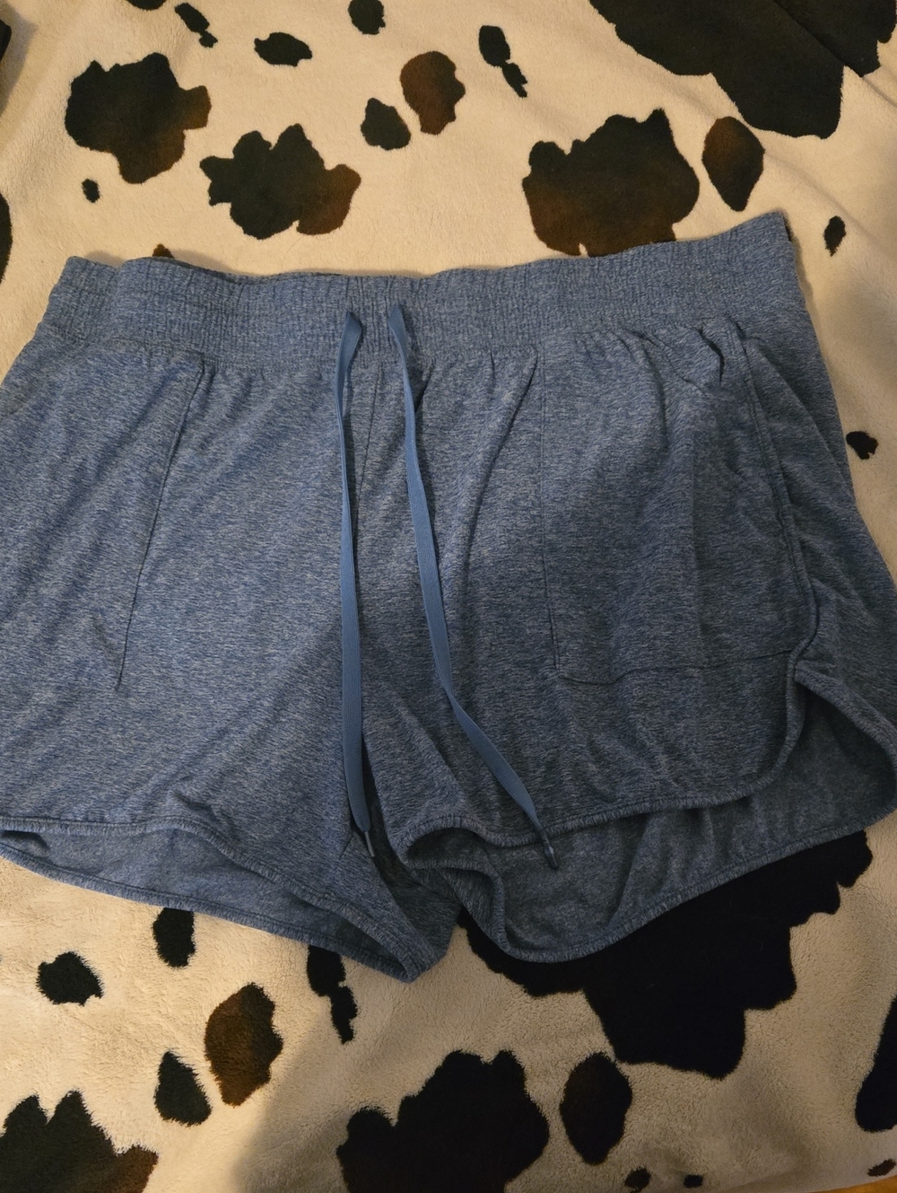 Athletic Works Heathered Blue Athletic Shorts with Drawstring